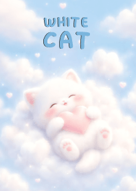 Lovely White Cat In Sky Land