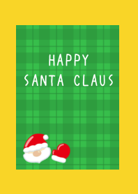 HAPPY SANTA CLAUSj-GR CHECKERED-YEL-RED