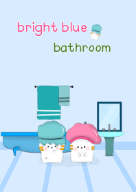 bright blue bathroom