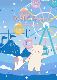Seal and Bear on the Snowy Park
