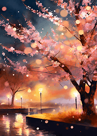 Beautiful night cherry blossoms#361