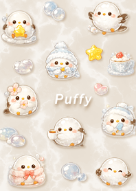 ぷっくりキラキラな小鳥（ベージュ）