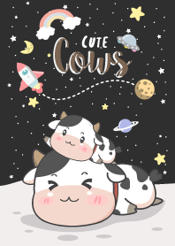 Cows cute. black galaxy.