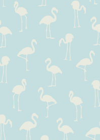 Blue Trendy Flamingos_white