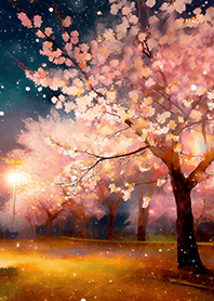Beautiful night cherry blossoms#1595