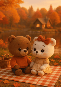 Autumn Lake Picnic Together
