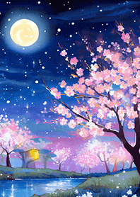 Beautiful night cherry blossoms#422