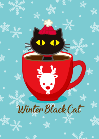 Winter black cat