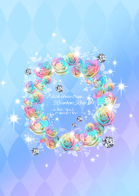 Wish come true,Rainbow Rose Wreath & Dia