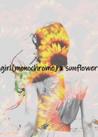 girl(monochrome) x sunflower