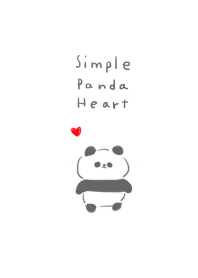 simple panda heart white gray.
