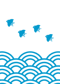 波に千鳥【青】