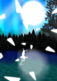 Deer bathing in moonlight