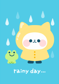 ねこ、雨の日