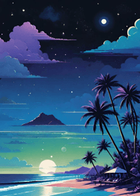 Night by the sea starlit sky moon 9ba6