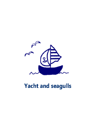 Yacht and seagulls in the sea