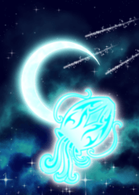 Lua e Aquário azul claro