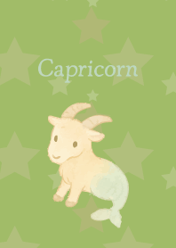 Cute Capricorn on moss green