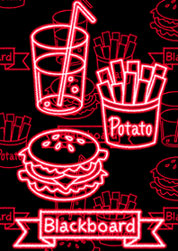 Blackboard -Red neon food-
