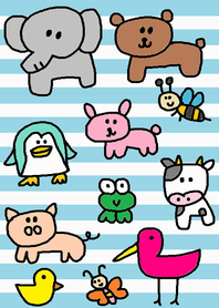 (light blue border x animals )