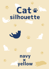 Cat silhouette!! navy & yellow