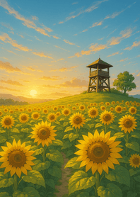 Golden Sunrise In Sunflowers