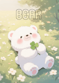 Pretty White Bear In Clover