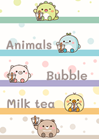 Animals bubble milk tea pastel