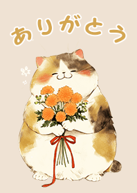 ありがとうを伝えるぽちゃふわ猫☆