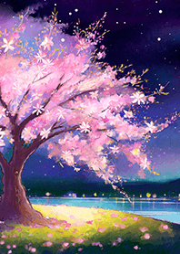 Beautiful night cherry blossoms#818