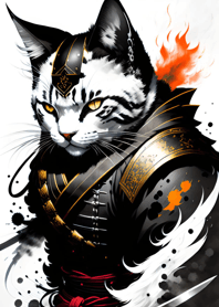 Ink wash cat samurai AfD2eE