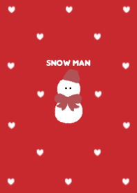 Snowman with Heart Dots in red