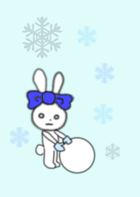 ribbon rabbit (blue) winter