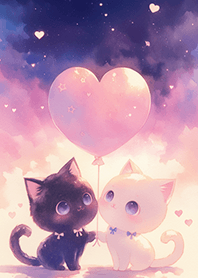 愛心氣球の情侶貓❤