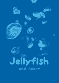 Jellyfish & heart Cyan blue