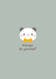 Panda and ribbon -smoky green- or