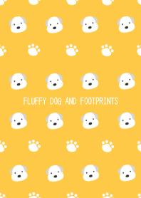 FLUFFY DOG AND FOOTPRINTS-ORANGE