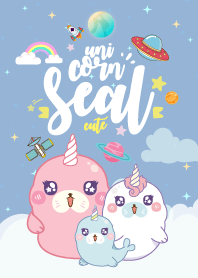 แมวน้ำอุ๋งๆ ยูนิคอร์น กาแล็กซี่ สีฟ้า