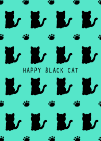 HAPPY BLACK CAT SILHOUETTE-NEON EMERALD