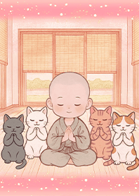 療癒生活-小和尚與貓咪們1B 粉紅色
