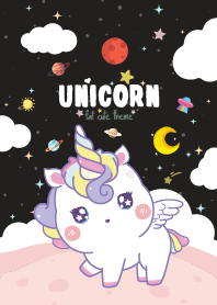 Unicorns Kawaii Galaxy Black