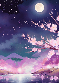 Beautiful night cherry blossoms#1642
