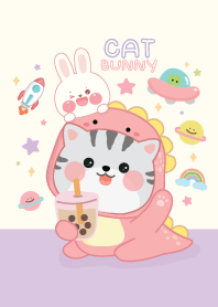 Cat Dino & Bunny Cute : On Space