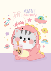 แมวไดโน & บันนี่น่ารัก บนอวกาศสีม่วง