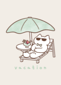 green ribbon cat(vacation)pastel