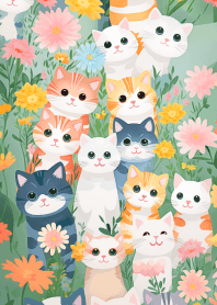 花叢中的小貓們