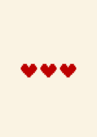 tiny pixel art heart(beige&red04)