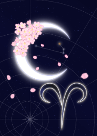 พระจันทร์ราศีเมษและดอกซากุระ