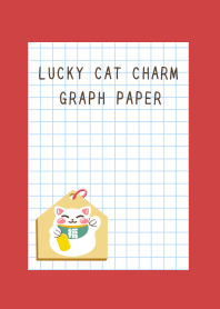 LUCKY CAT CHARM GRAPH PAPER-RED-BEIGE