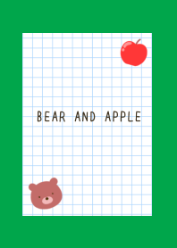 BEAR AND APPLE GRAPH PAPER-GREEN